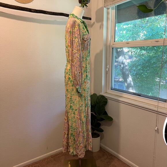 LOFT Garden Party Long Sleeve Patchwork Floral Button Front Dress Size Medium - Picture 12 of 16